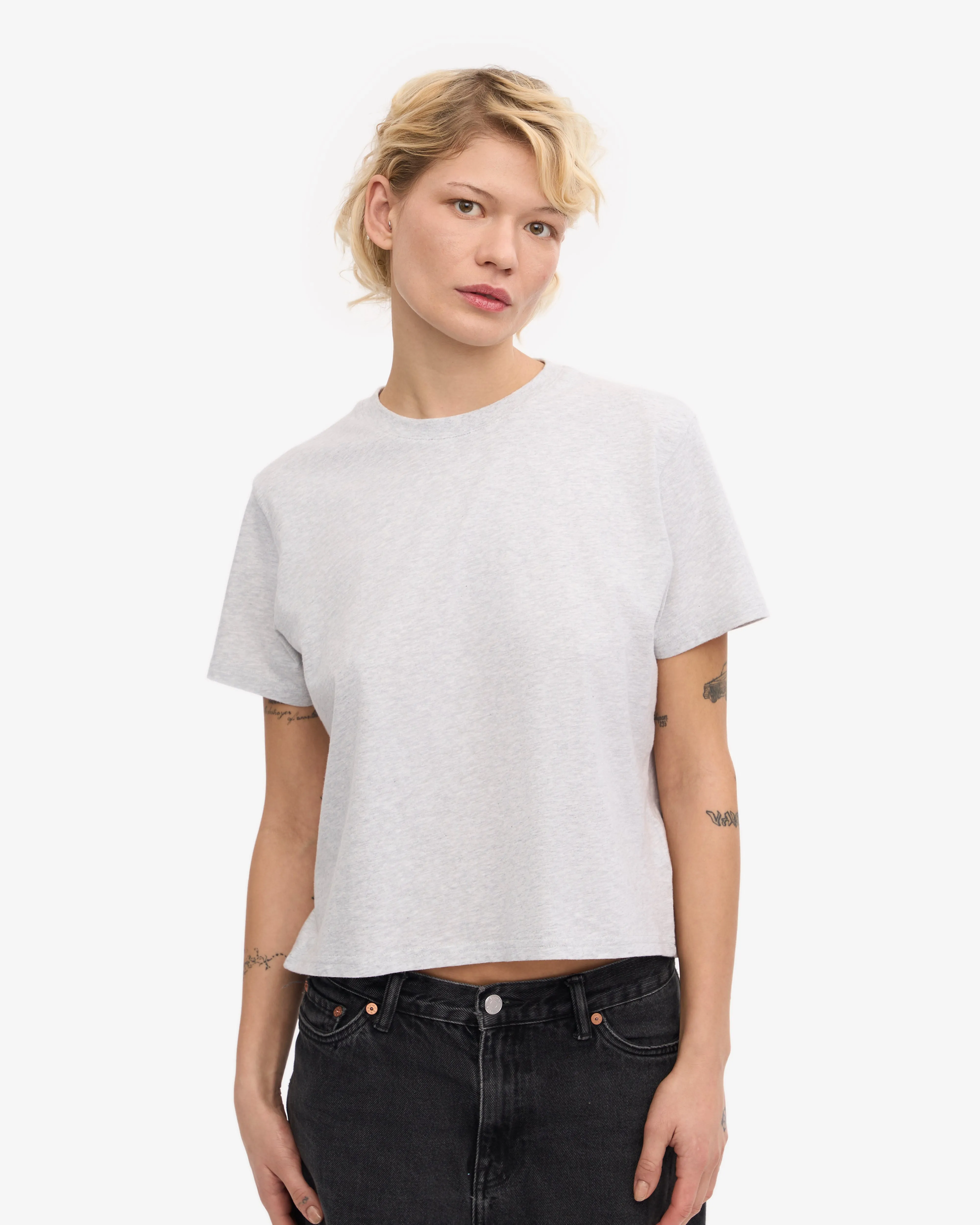 Organic Boxy Crop Tee - Snow Melange sold by Colorful Standard product image thumbnail 2