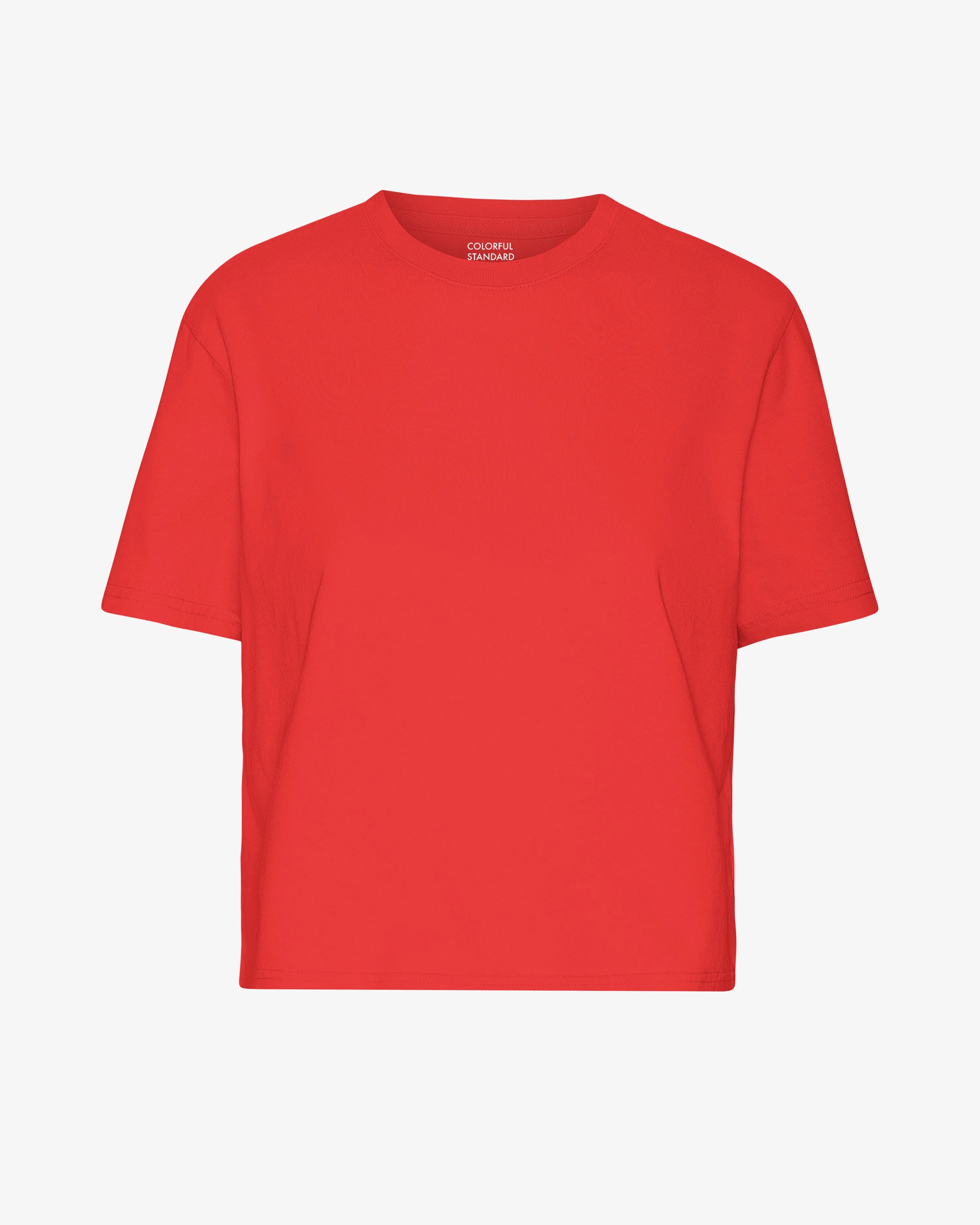 Organic Boxy Crop Tee - Red Tangerine sold by Colorful Standard