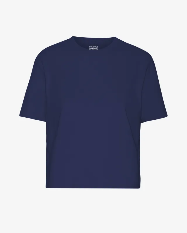 Organic Boxy Crop Tee - Marine Blue sold by Colorful Standard