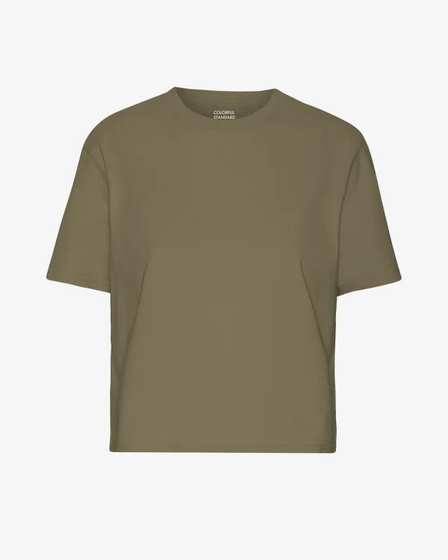 Organic Boxy Crop Tee - Dusty Olive sold by Colorful Standard
