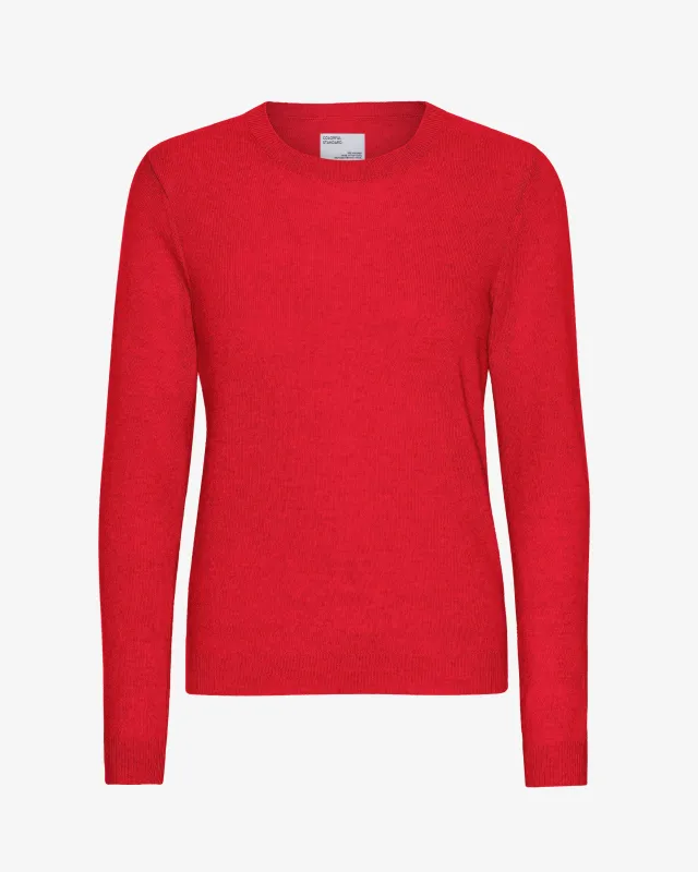 Women Light Merino Wool Crew - Scarlet Red sold by Colorful Standard