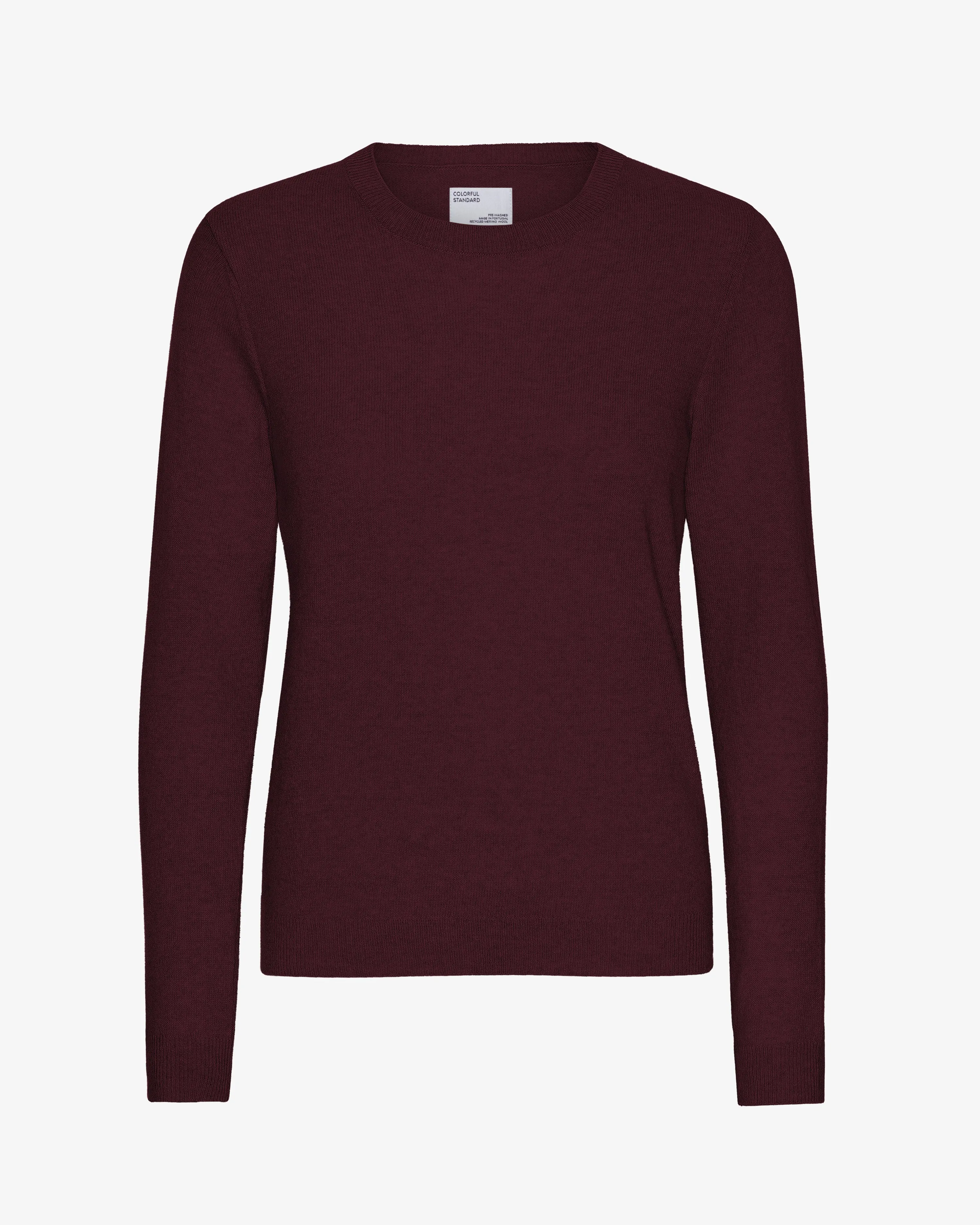Women Light Merino Wool Crew - Oxblood Red sold by Colorful Standard