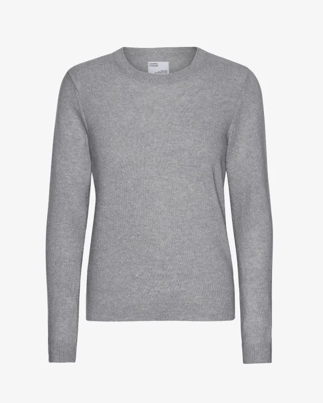 Women Light Merino Wool Crew - Heather Grey sold by Colorful Standard