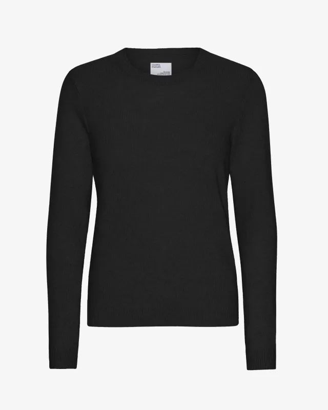 Women Light Merino Wool Crew - Deep Black sold by Colorful Standard