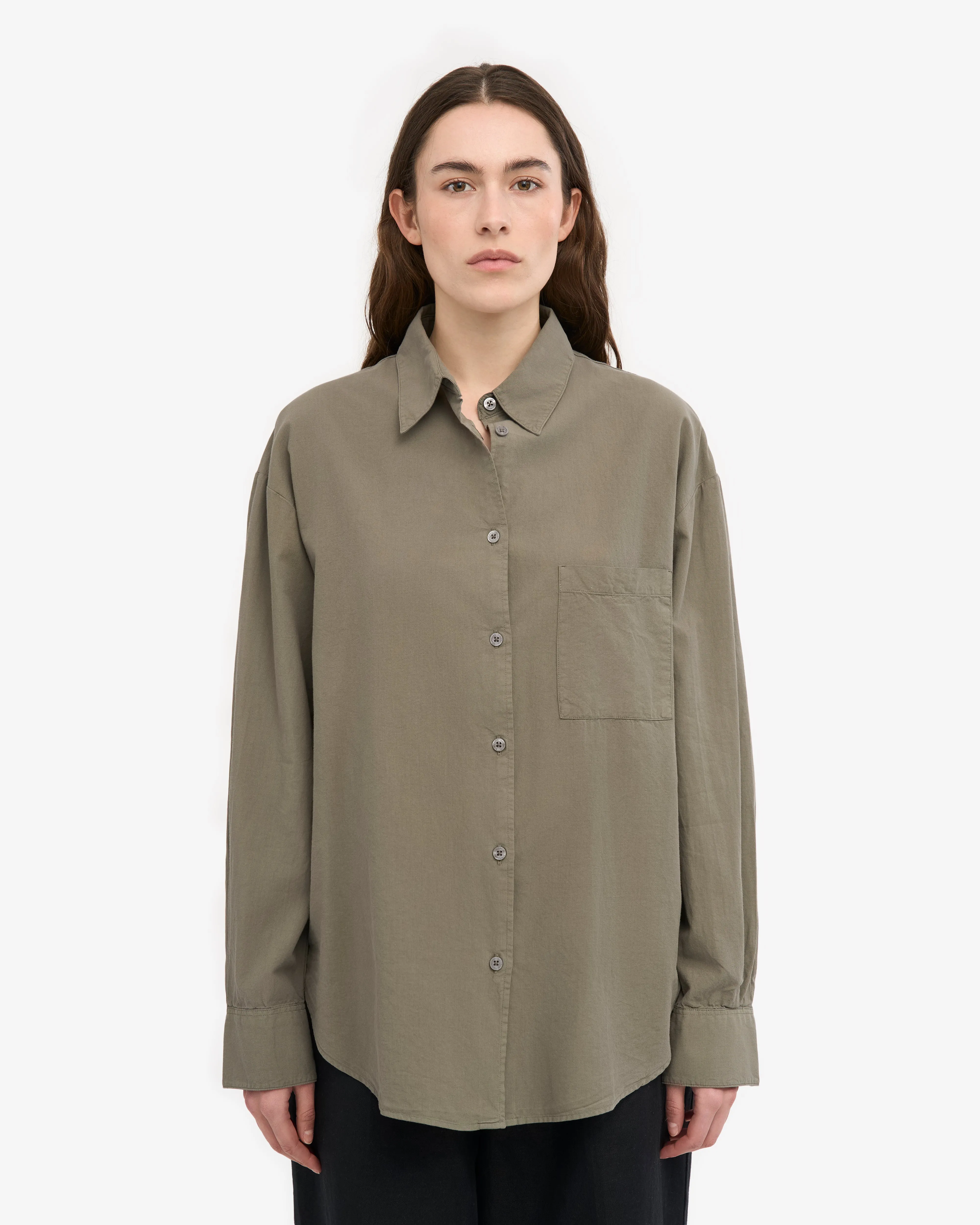 Organic Oversized Shirt - Dusty Olive sold by Colorful Standard product image thumbnail 2