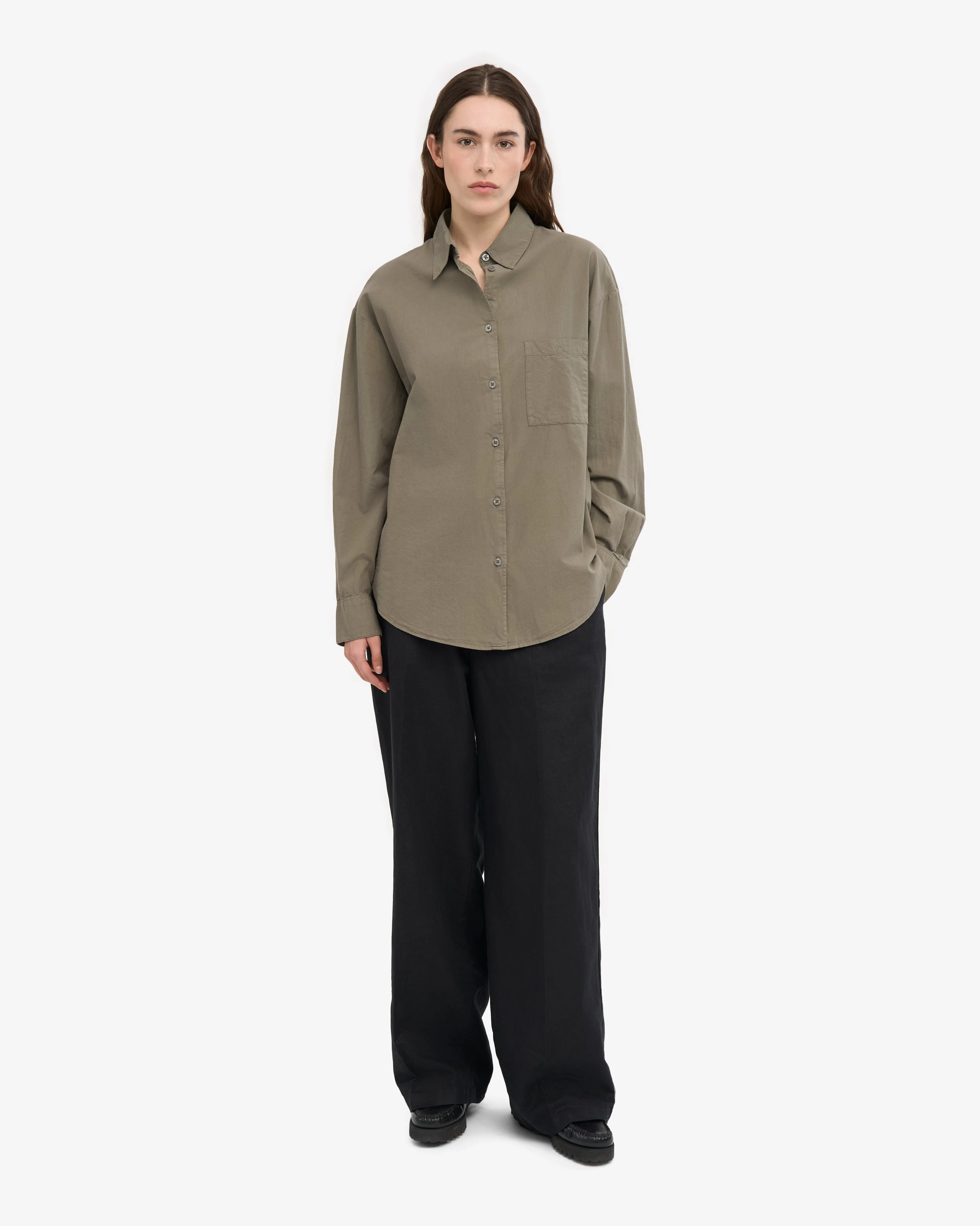 Organic Oversized Shirt - Dusty Olive sold by Colorful Standard product image thumbnail 5