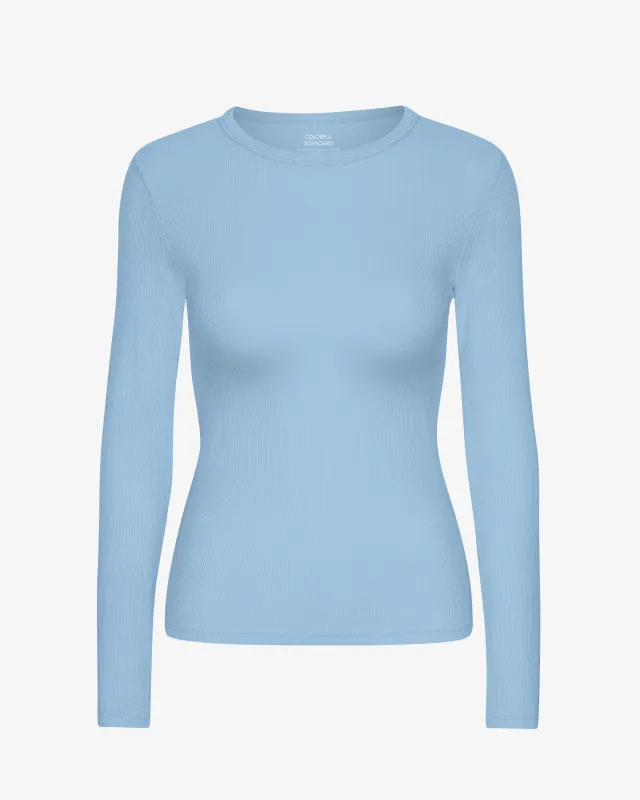 Women Organic Rib LS T-Shirt - Seaside Blue sold by Colorful Standard