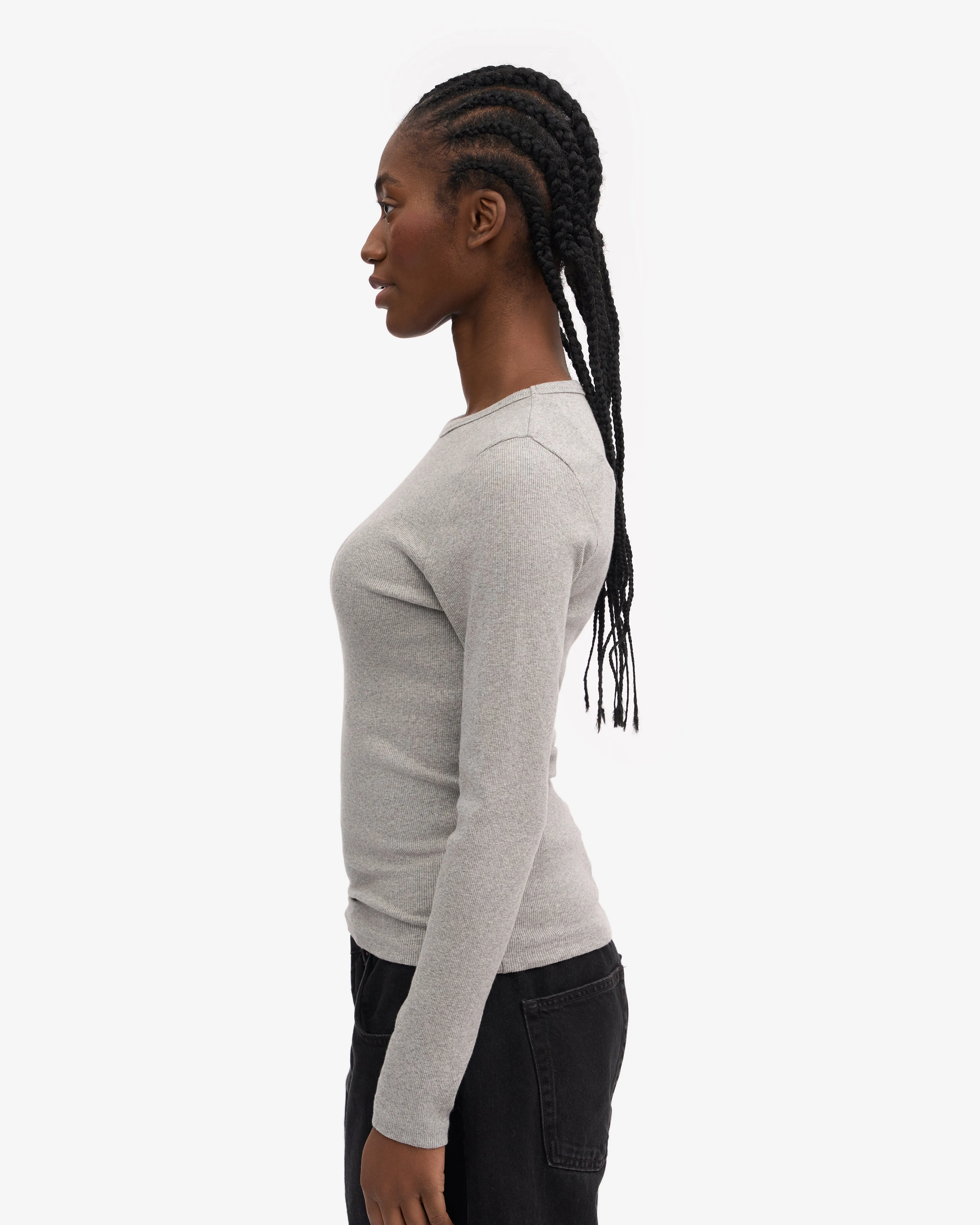 Women Organic Rib LS T-Shirt - Heather Grey sold by Colorful Standard product image thumbnail 3