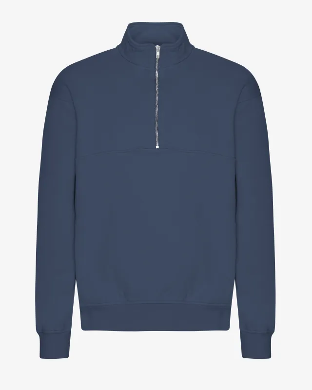 Organic Quarter Zip - Petrol Blue sold by Colorful Standard