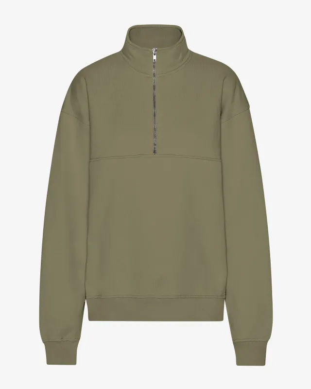 Organic Quarter Zip - Dusty Olive sold by Colorful Standard