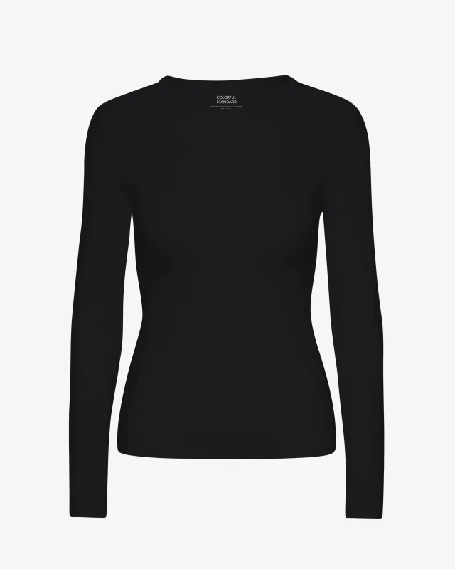 Women Organic Rib LS T-Shirt - Deep Black made by Colorful Standard
