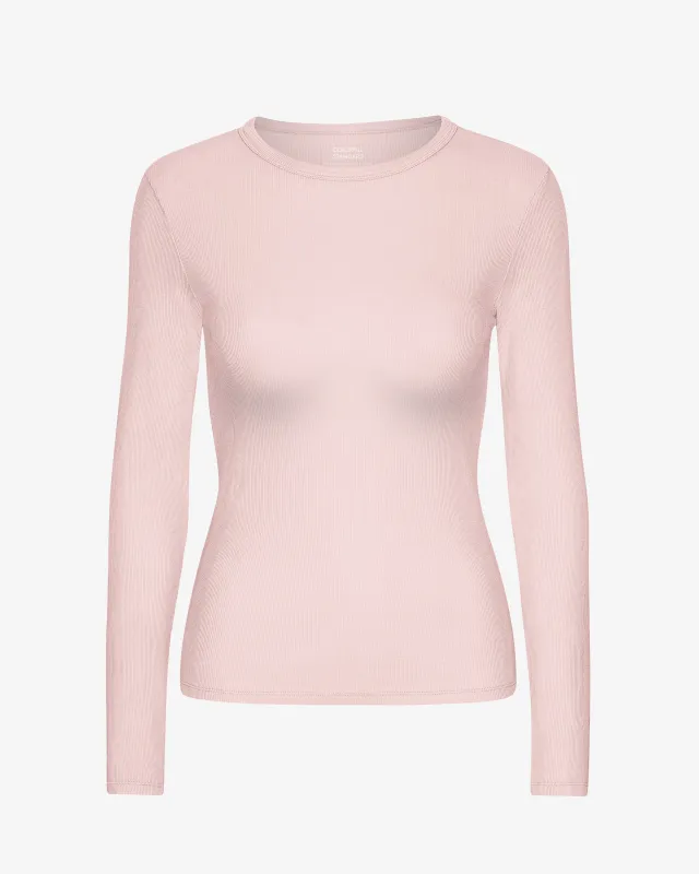 Women Organic Rib LS T-Shirt - Faded Pink sold by Colorful Standard