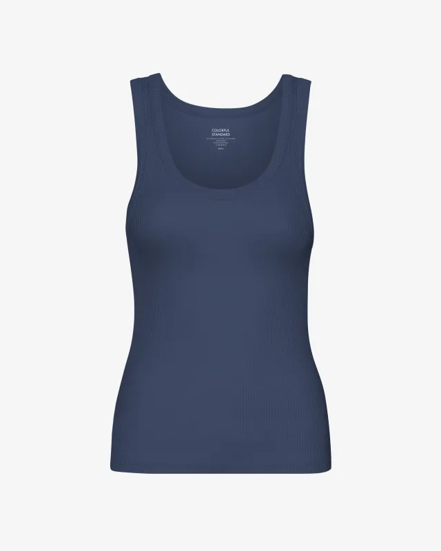 Women Organic Rib Tank Top - Petrol Blue sold by Colorful Standard