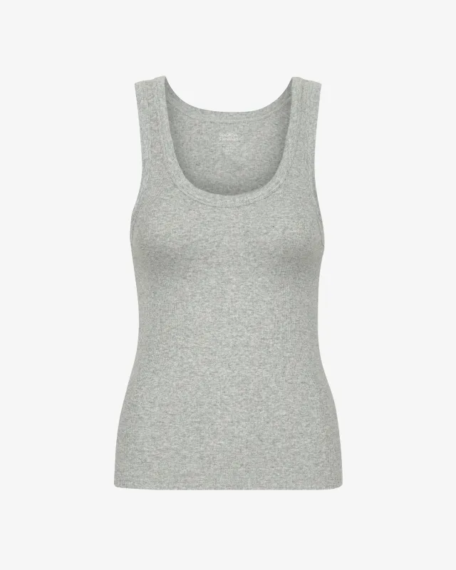 Women Organic Rib Tank Top - Heather Grey sold by Colorful Standard