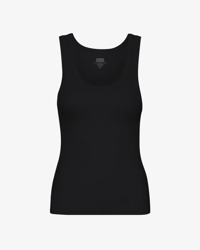 Women Organic Rib Tank Top - Deep Black sold by Colorful Standard