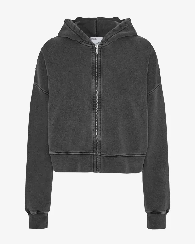 Organic Crop Zip Hood - Faded Black sold by Colorful Standard