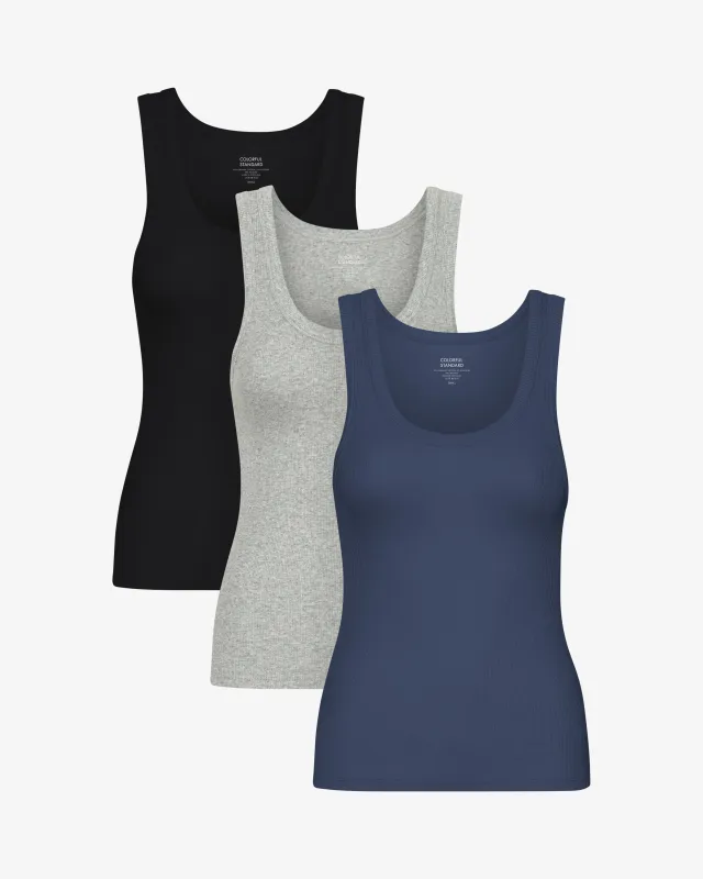Women Organic Rib Tank Top - Mixed 03 (3-Pack) sold by Colorful Standard