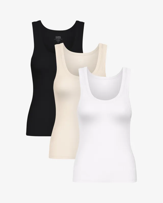 Women Organic Rib Tank Top - Mixed 02 (3-Pack) sold by Colorful Standard