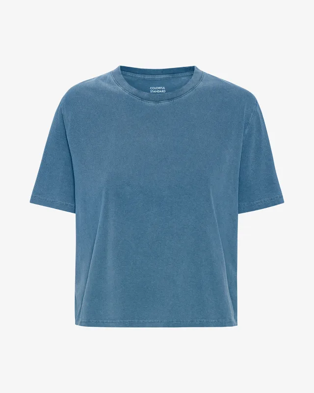 Organic Boxy Crop Tee - Faded Indigo made by Colorful Standard