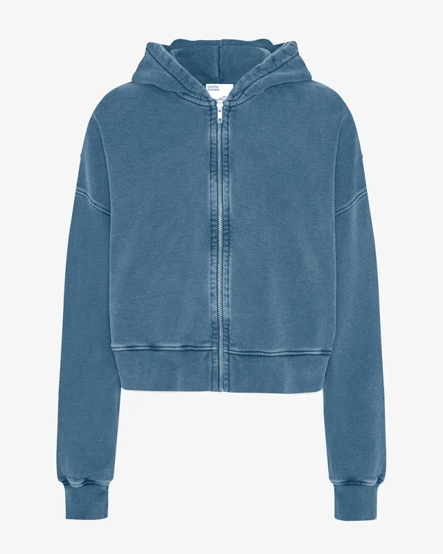 Organic Crop Zip Hood - Faded Indigo made by Colorful Standard