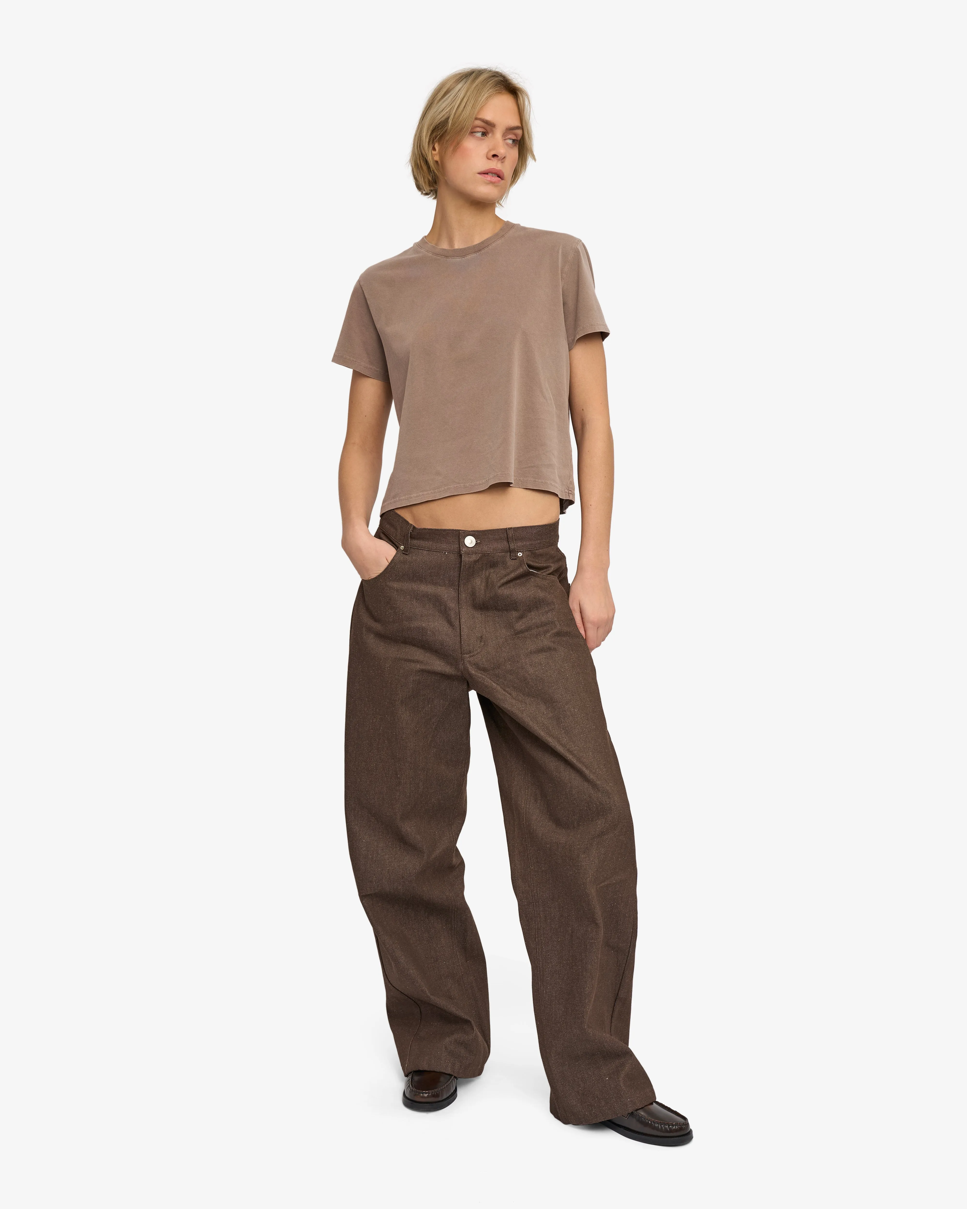 Organic Boxy Crop Tee - Faded Khaki sold by Colorful Standard product image thumbnail 5