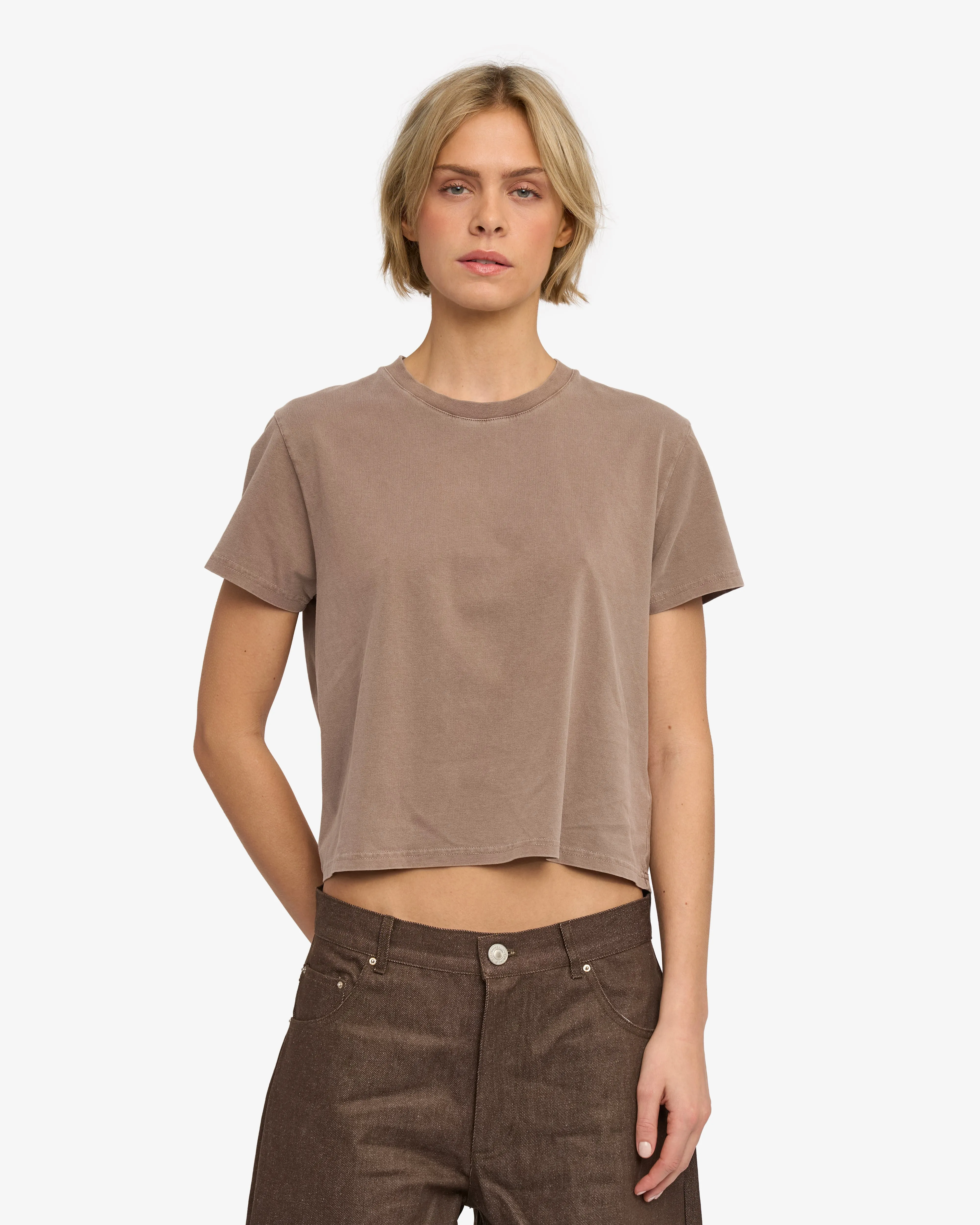Organic Boxy Crop Tee - Faded Khaki sold by Colorful Standard product image thumbnail 2