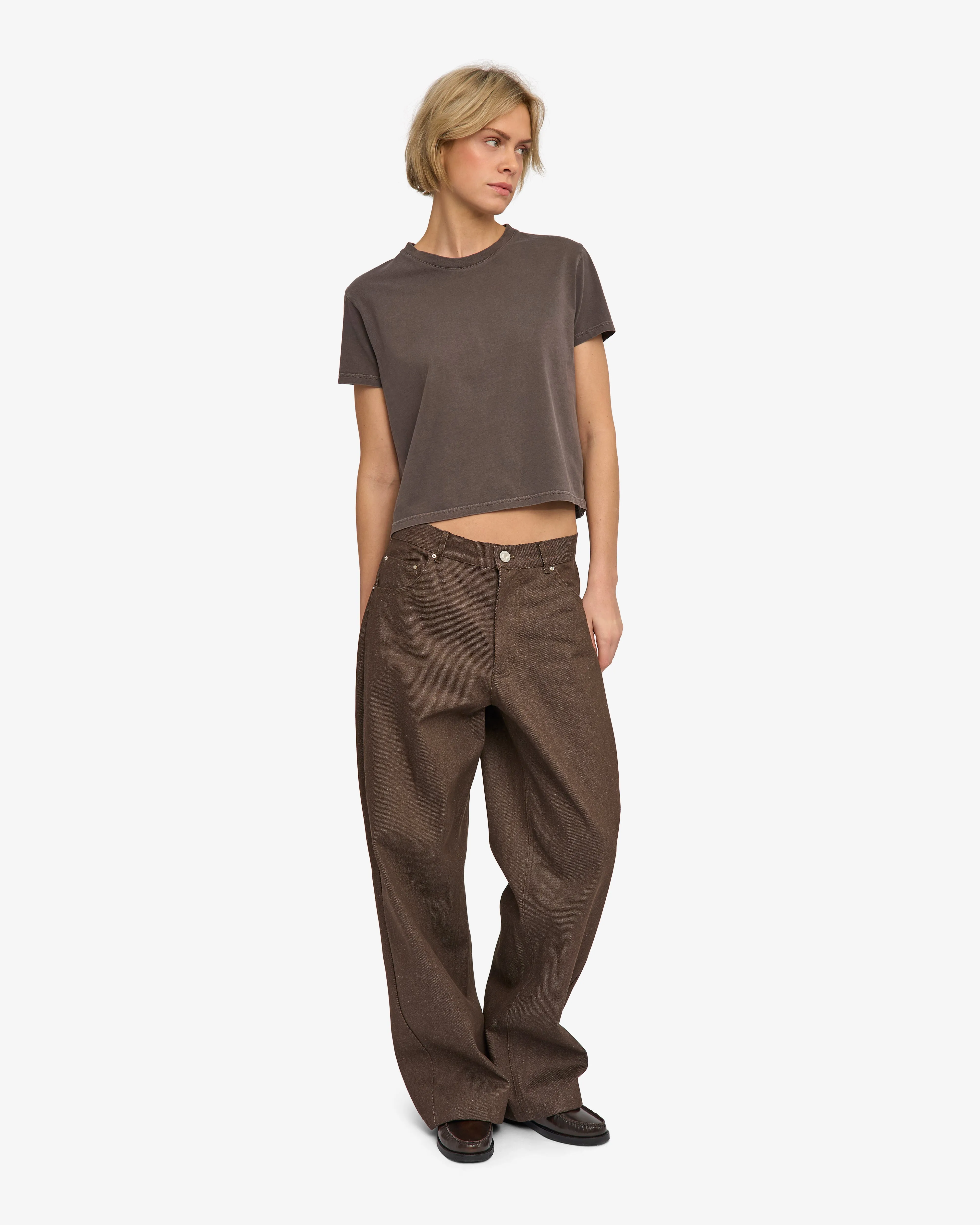 Organic Boxy Crop Tee - Faded Mud sold by Colorful Standard product image thumbnail 5