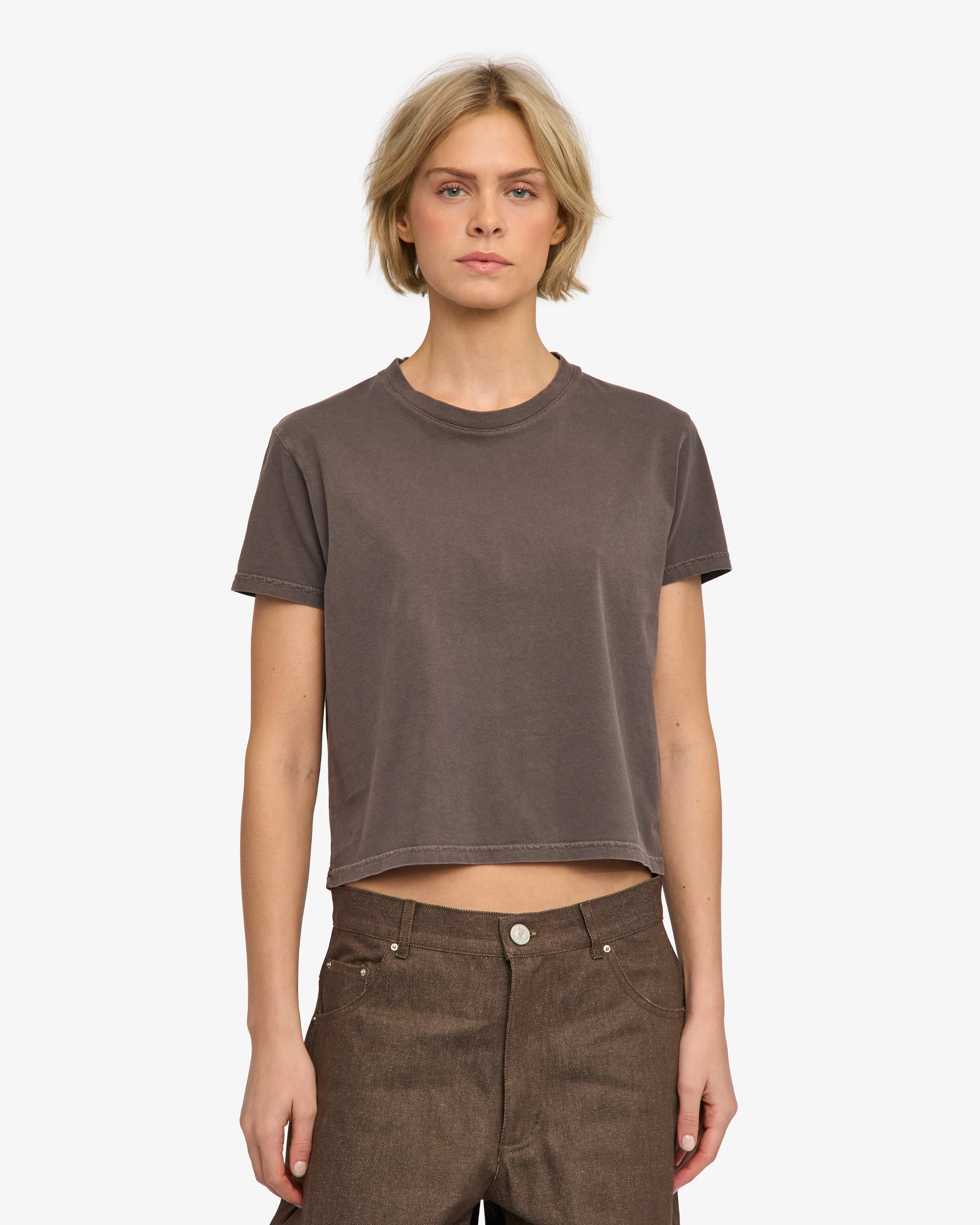 Organic Boxy Crop Tee - Faded Mud sold by Colorful Standard product image thumbnail 2