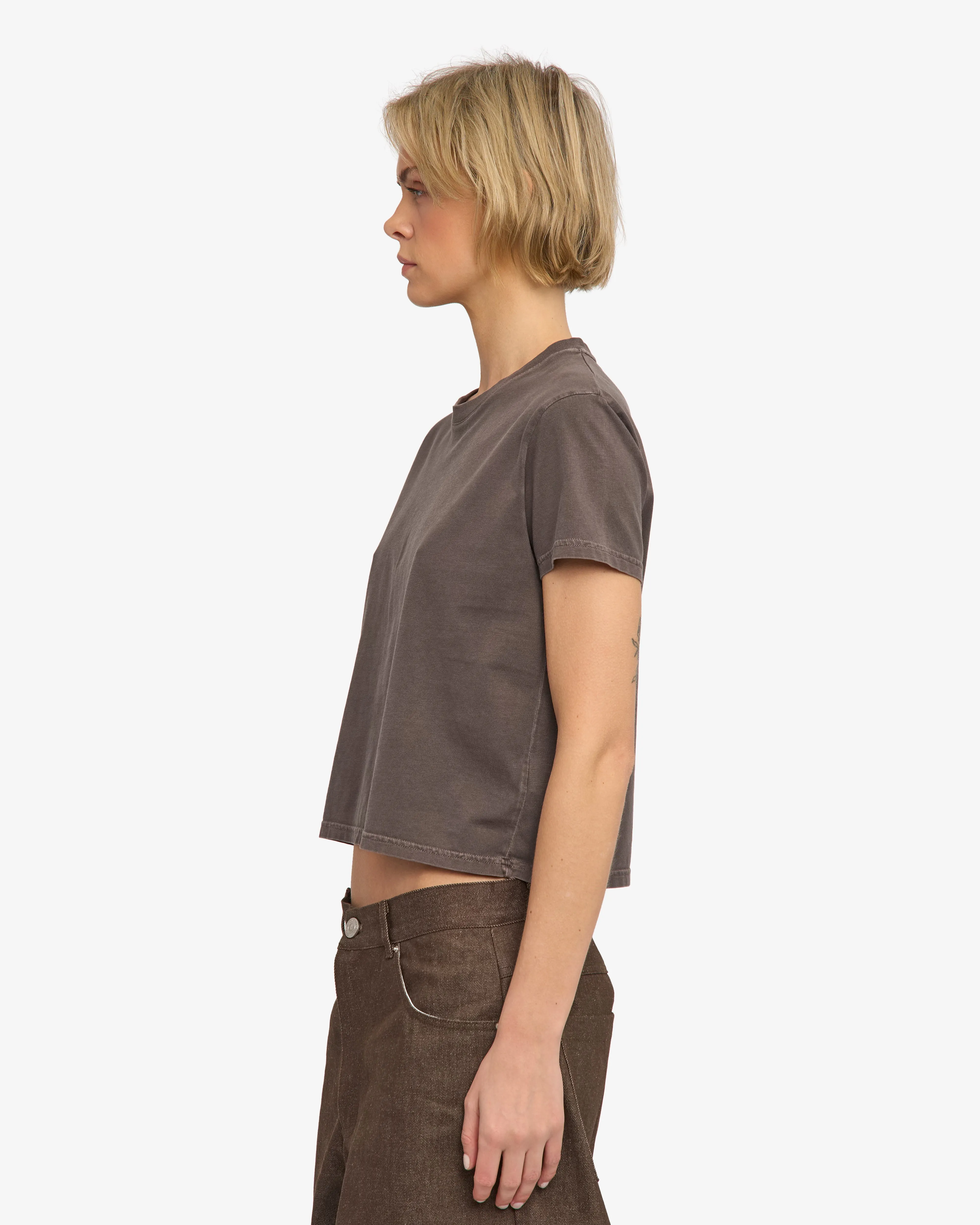 Organic Boxy Crop Tee - Faded Mud sold by Colorful Standard product image thumbnail 3
