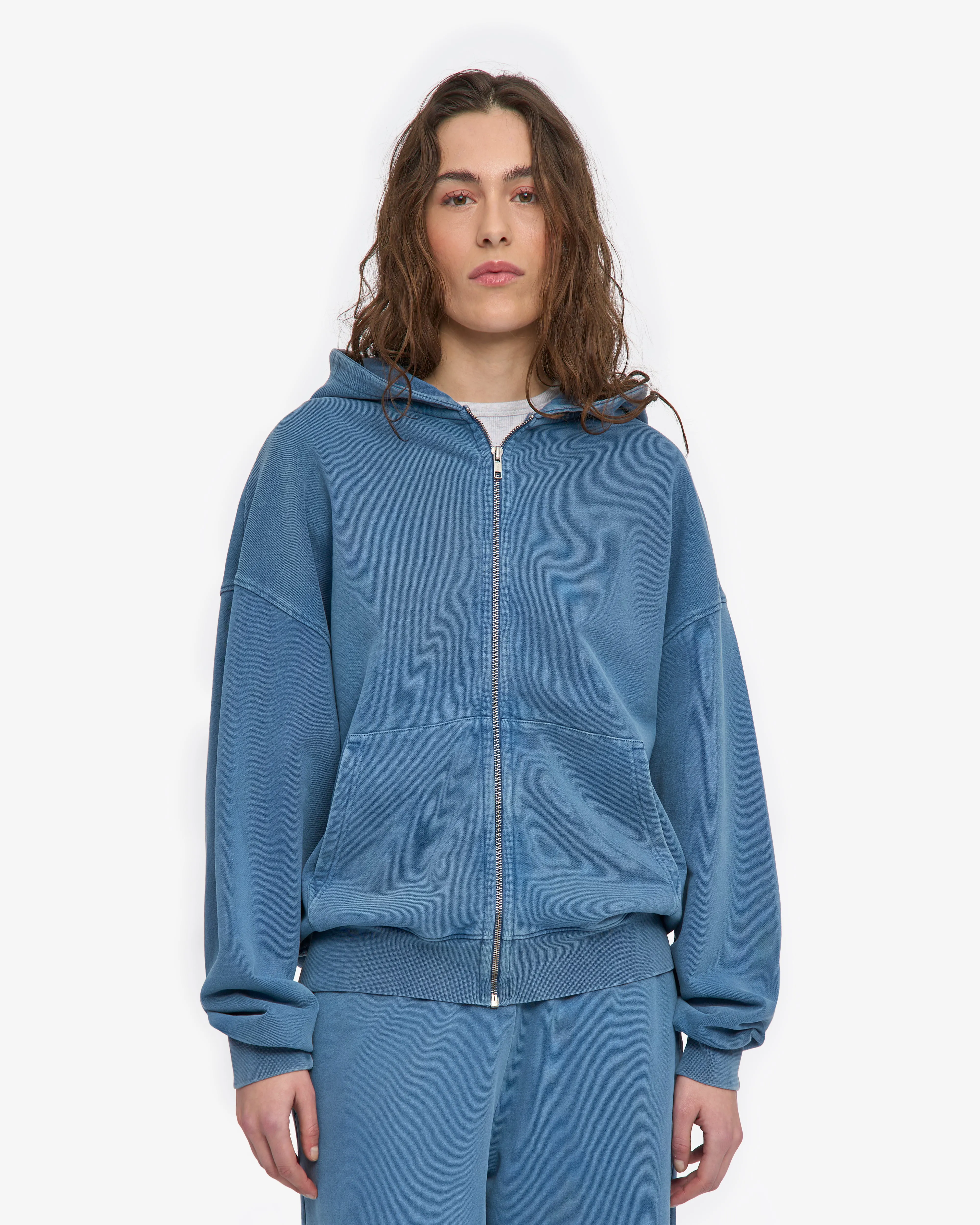 Organic Oversized Zip Hood - Faded Indigo sold by Colorful Standard product image thumbnail 2