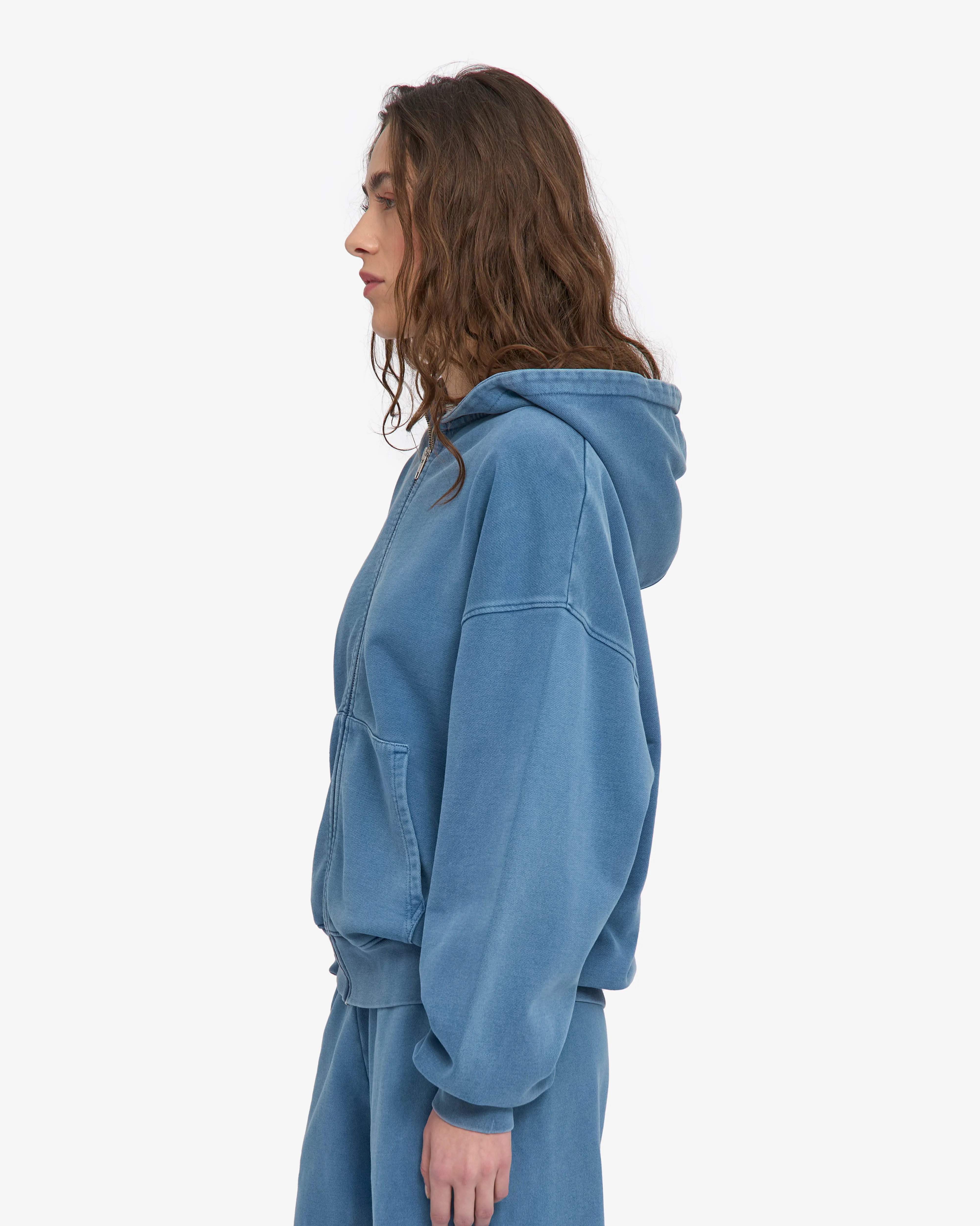Organic Oversized Zip Hood - Faded Indigo sold by Colorful Standard product image thumbnail 3