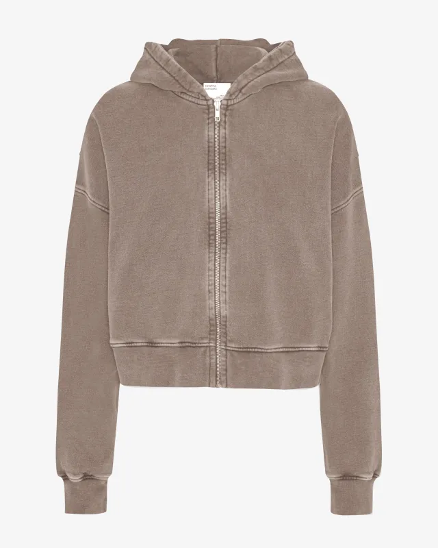 Organic Crop Zip Hood - Faded Khaki made by Colorful Standard