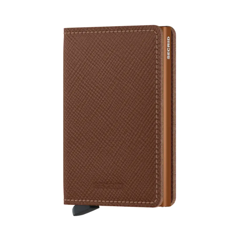 Secrid Slimwallet in Saffiano Caramel sold by J&Z Couture
