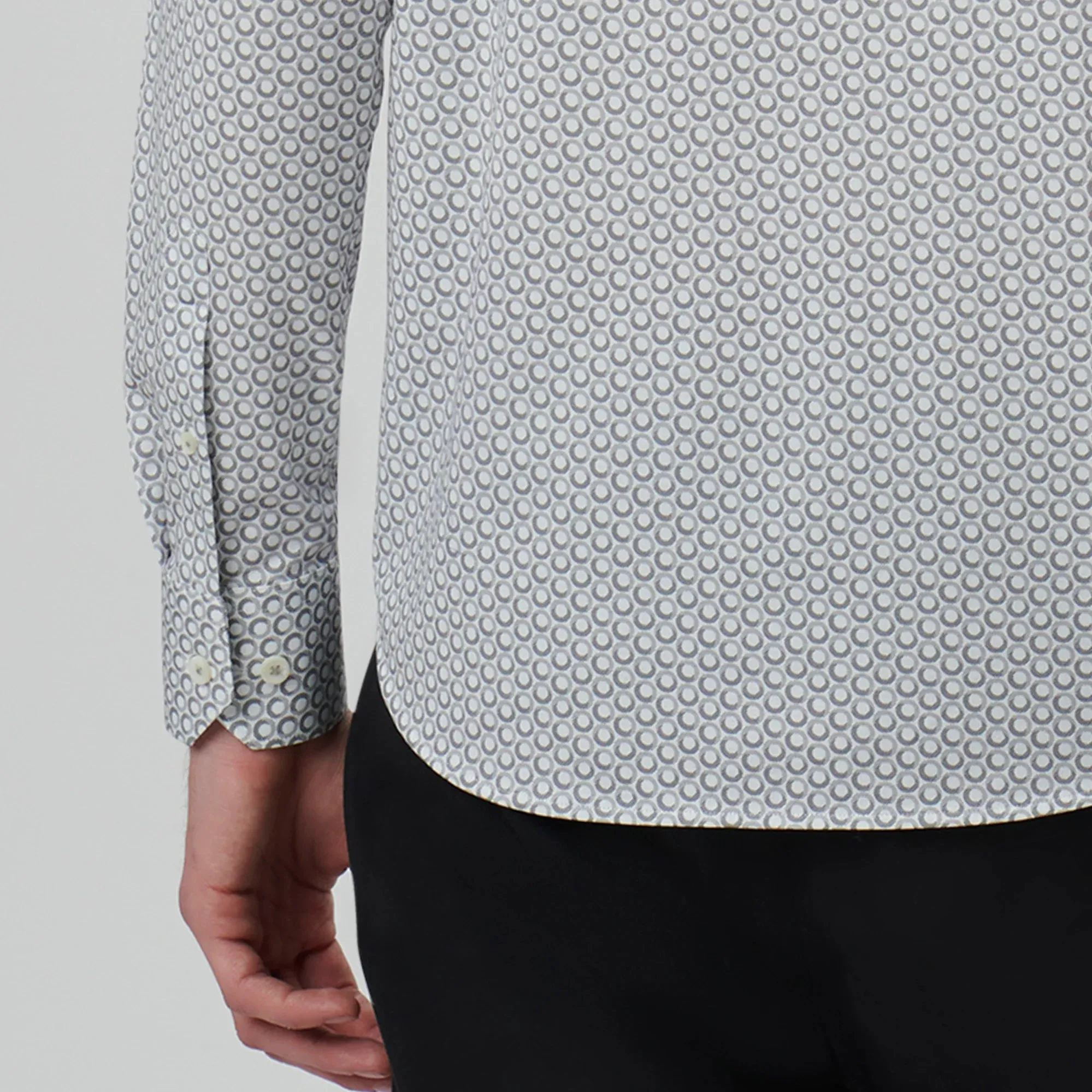 Bugatchi Long-sleeved Polo Shirt CF9021K60 Chalk sold by J&Z Couture product image thumbnail 5