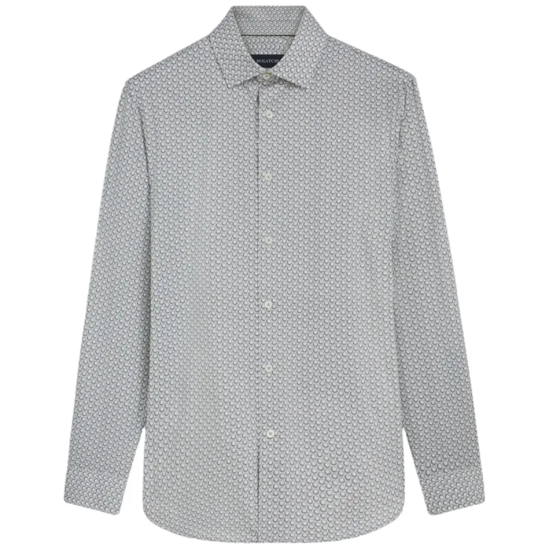 Bugatchi Long-sleeved Polo Shirt CF9021K60 Chalk sold by J&Z Couture