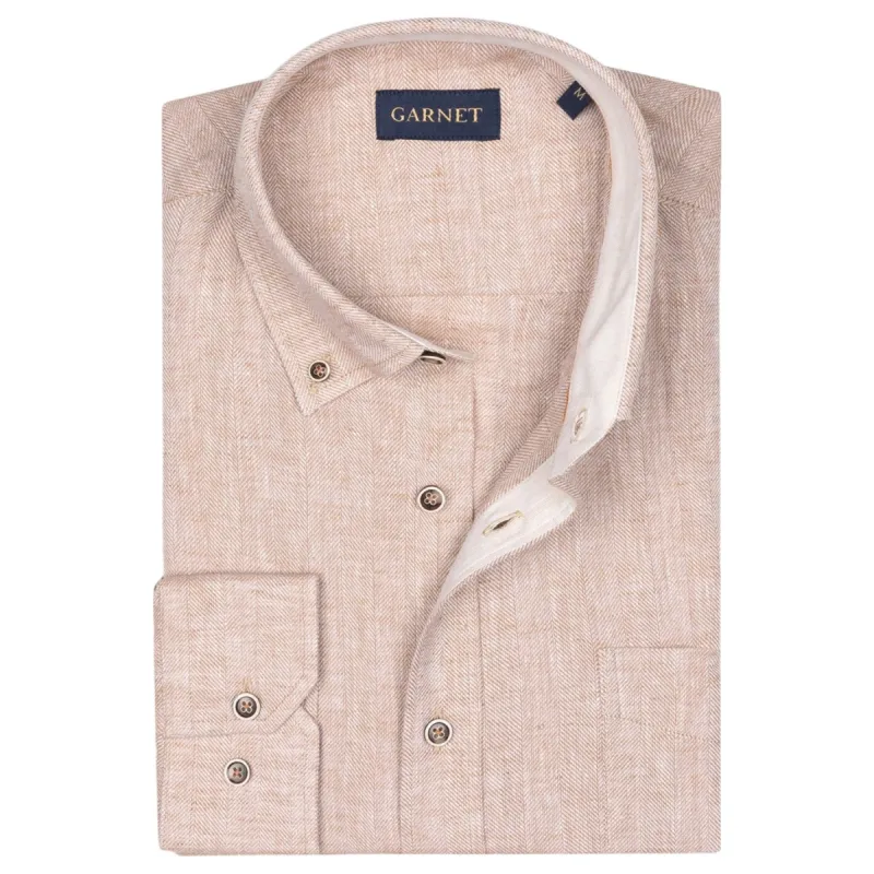 Garnet Men's Sport Shirts L/S  2411104 9/Beige sold by J&Z Couture
