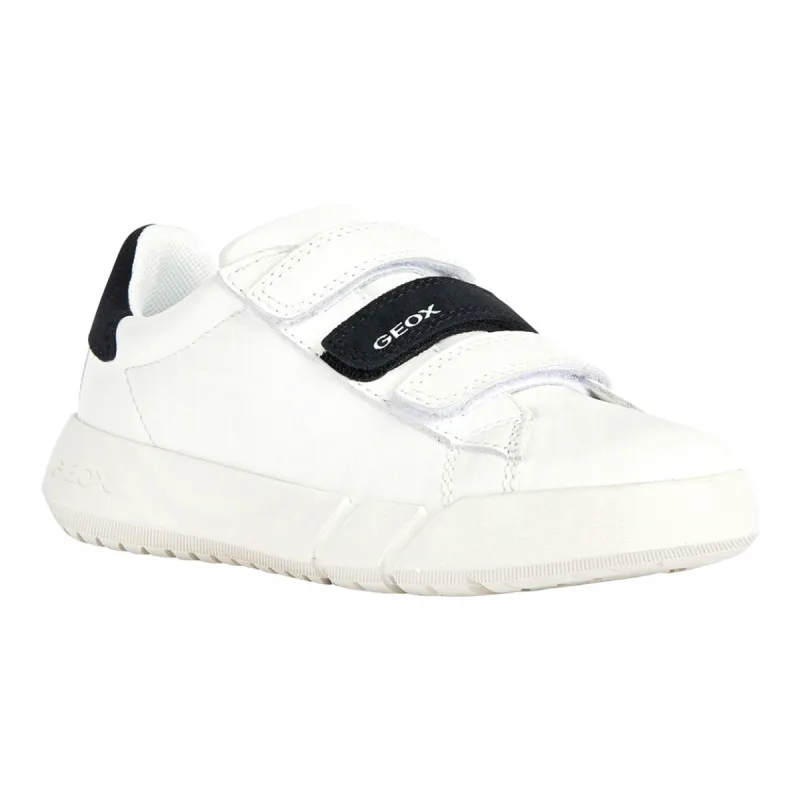 Geox Hyroo Boy Velcro Sneaker in White/Black J35GWB-085BC-C0404 sold by J&Z Couture