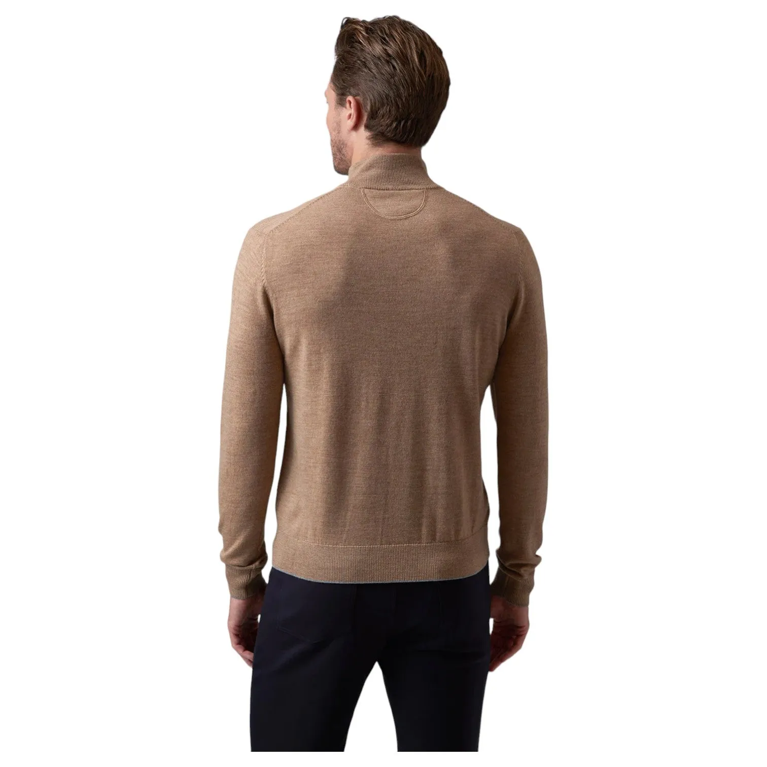 Raffi Mock Neck Quarter Zip Sweater in 100% Merino Wool HWC19398-Z Camel sold by J&Z Couture product image thumbnail 3