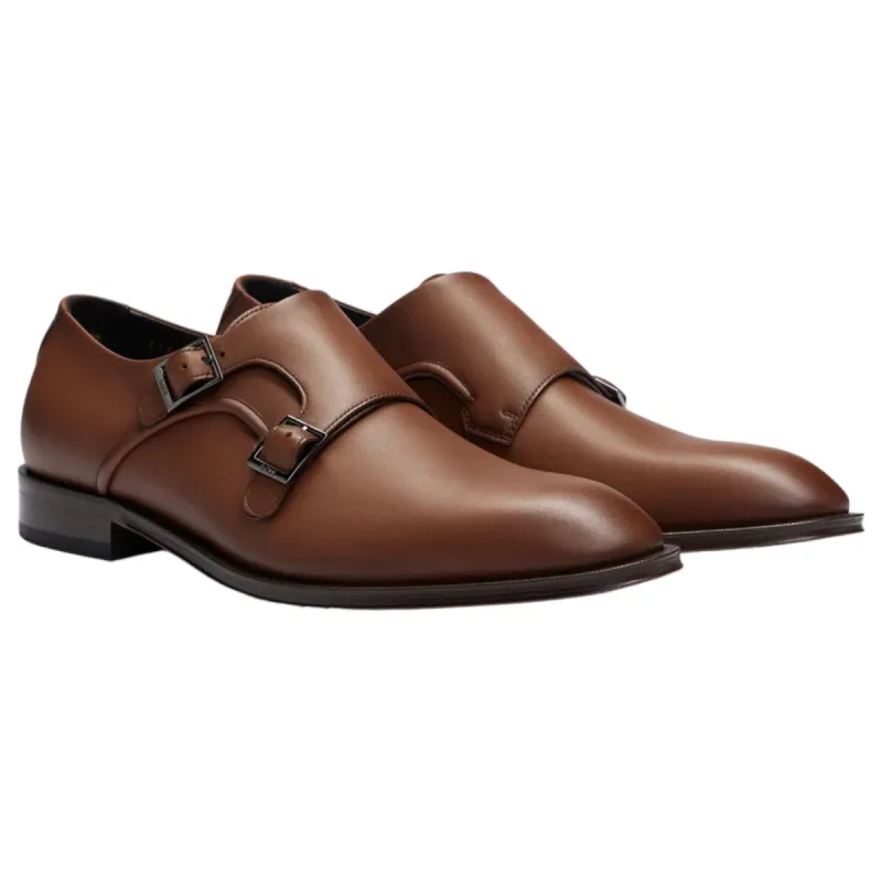 Boss Double-Monk Shoes In Smooth Leather With Metal Buckles  50514007-214 sold by J&Z Couture