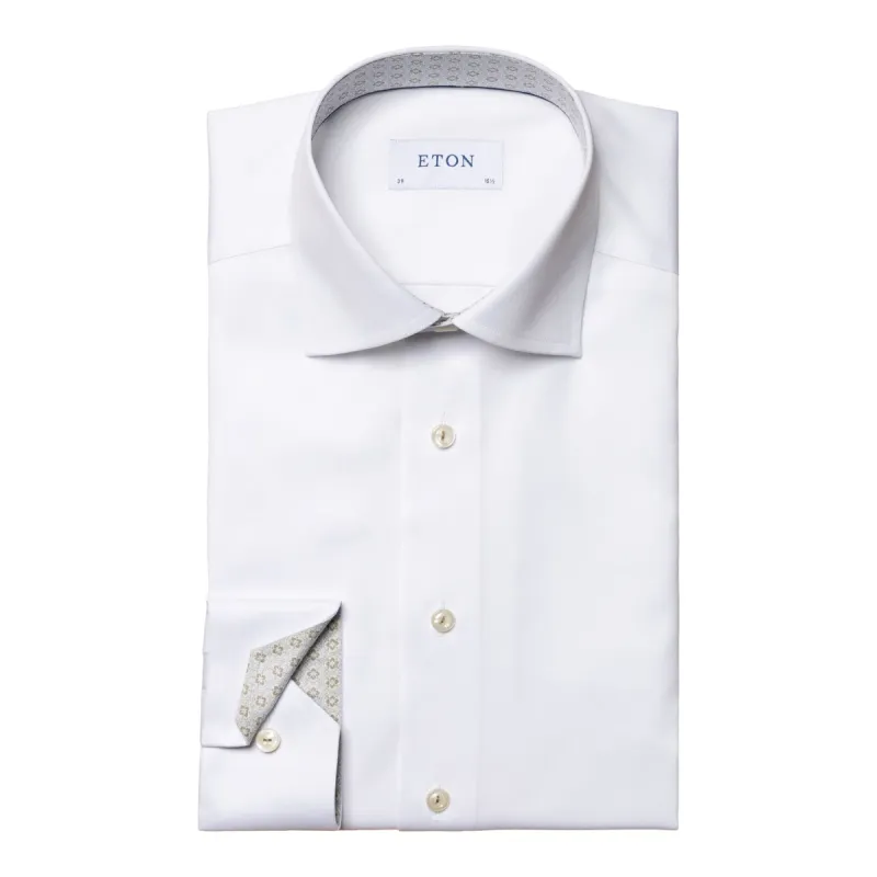 Eton Cotton Signature Twill Shirt with Paisley Contrast Details  100003278 00 sold by J&Z Couture