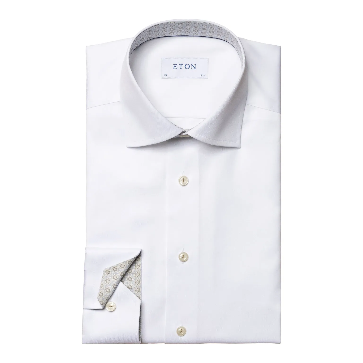 Eton Cotton Signature Twill Shirt with Paisley Contrast Details 100003278 00 sold by J&Z Couture