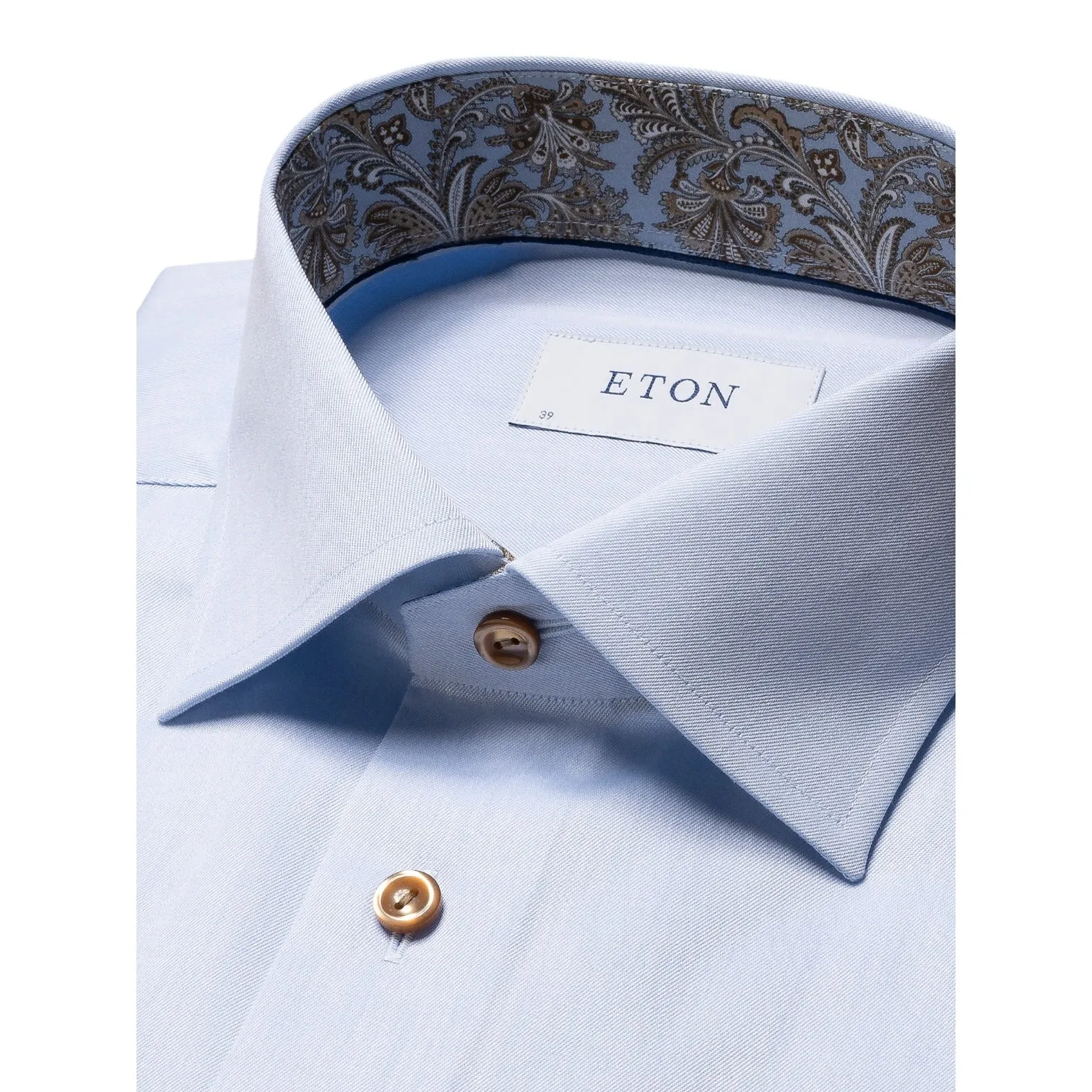 Eton Light Blue Paisley Effect Signature Twill Shirt 100010269 21 sold by J&Z Couture product image thumbnail 4