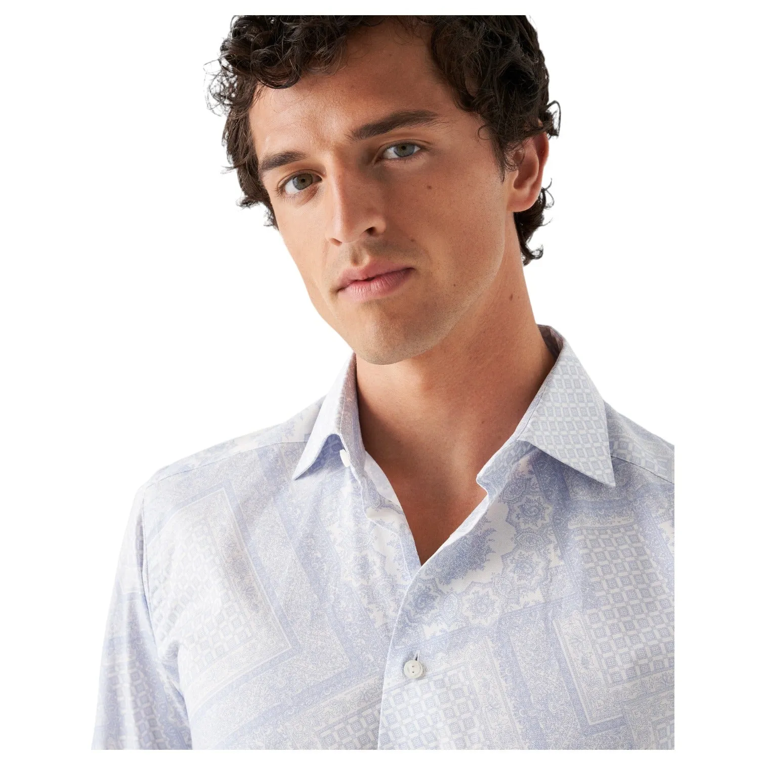 Eton Light Blue Motif Print Signature Twill Shirt In Slim Fit 100010261 21 sold by J&Z Couture product image thumbnail 3