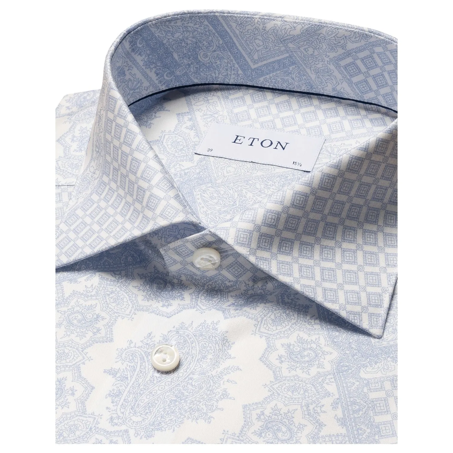 Eton Light Blue Motif Print Signature Twill Shirt In Slim Fit 100010261 21 sold by J&Z Couture product image thumbnail 5