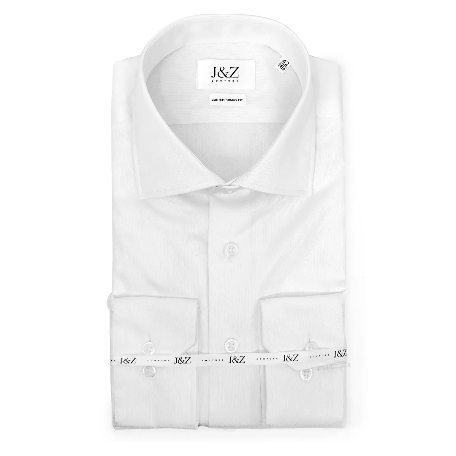 J&Z Couture White Button Down Dress Shirt, Piquet (100% Cotton) sold by J&Z Couture