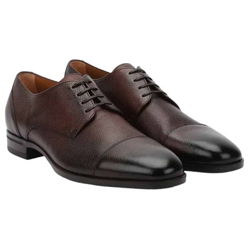 Boss Oxford Shoes In Plain And Saffiano Leather Print In Dark Brown 50509295-203 sold by J&Z Couture