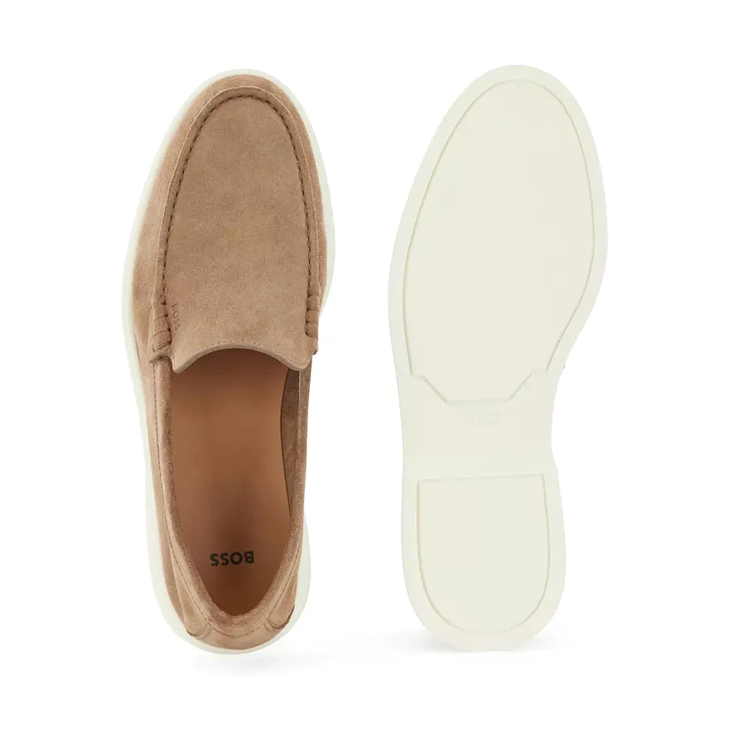 BOSS Men's Suede Moccasins with Embossed Logo in Beige 50471122-268 sold by J&Z Couture product image thumbnail 3