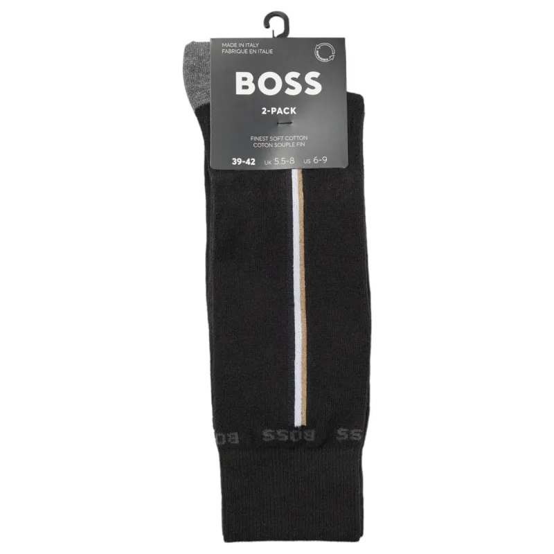 BOSS 2 Pair RS Iconic Socks In Black  50478336 001 sold by J&Z Couture