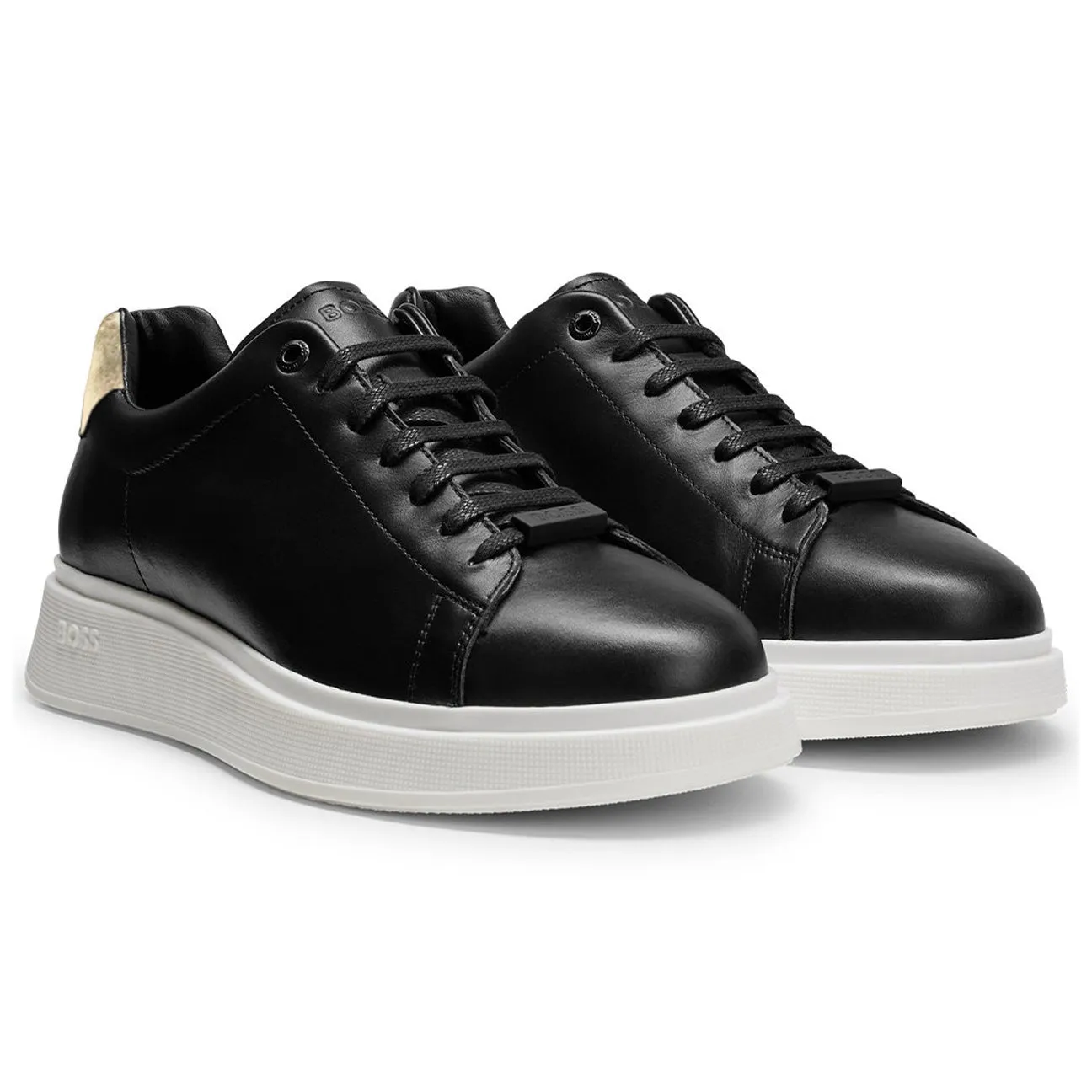 BOSS Men's Bulton Trainers in Black, White and Gold 50487257-007 sold by J&Z Couture