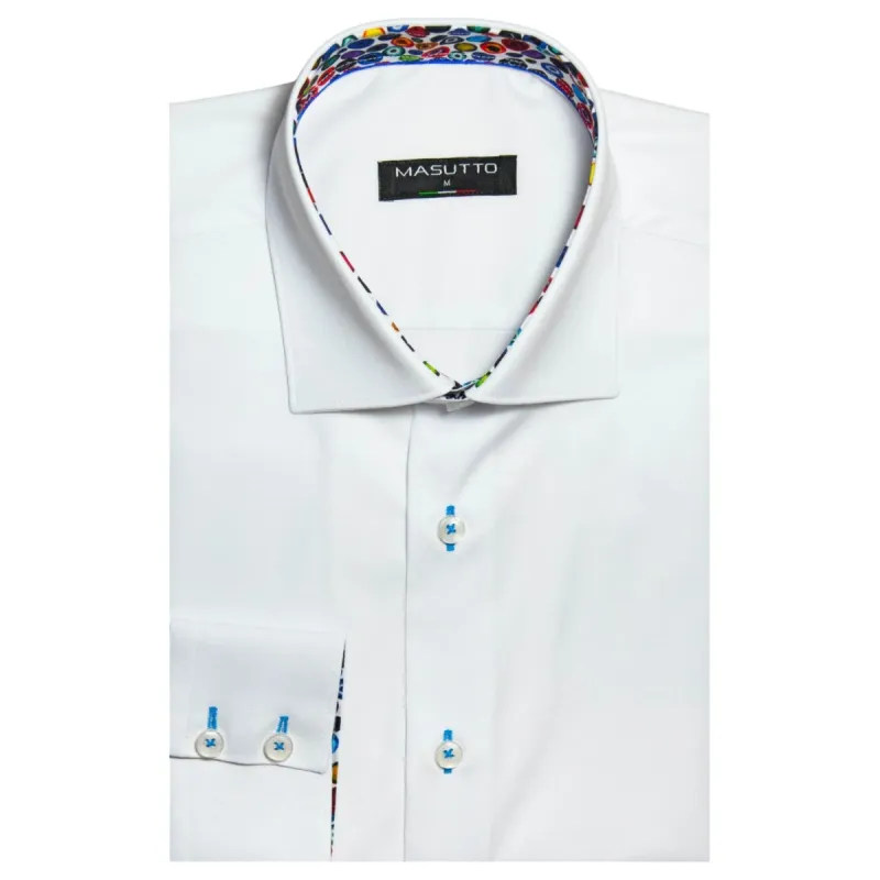 Masutto Button Down Shirt In White  Diaz/05 sold by J&Z Couture